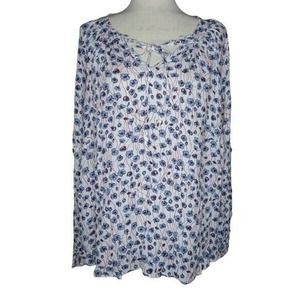 A.N.A Floral Pleated Blouse V-Neck Plus Size 3XL
